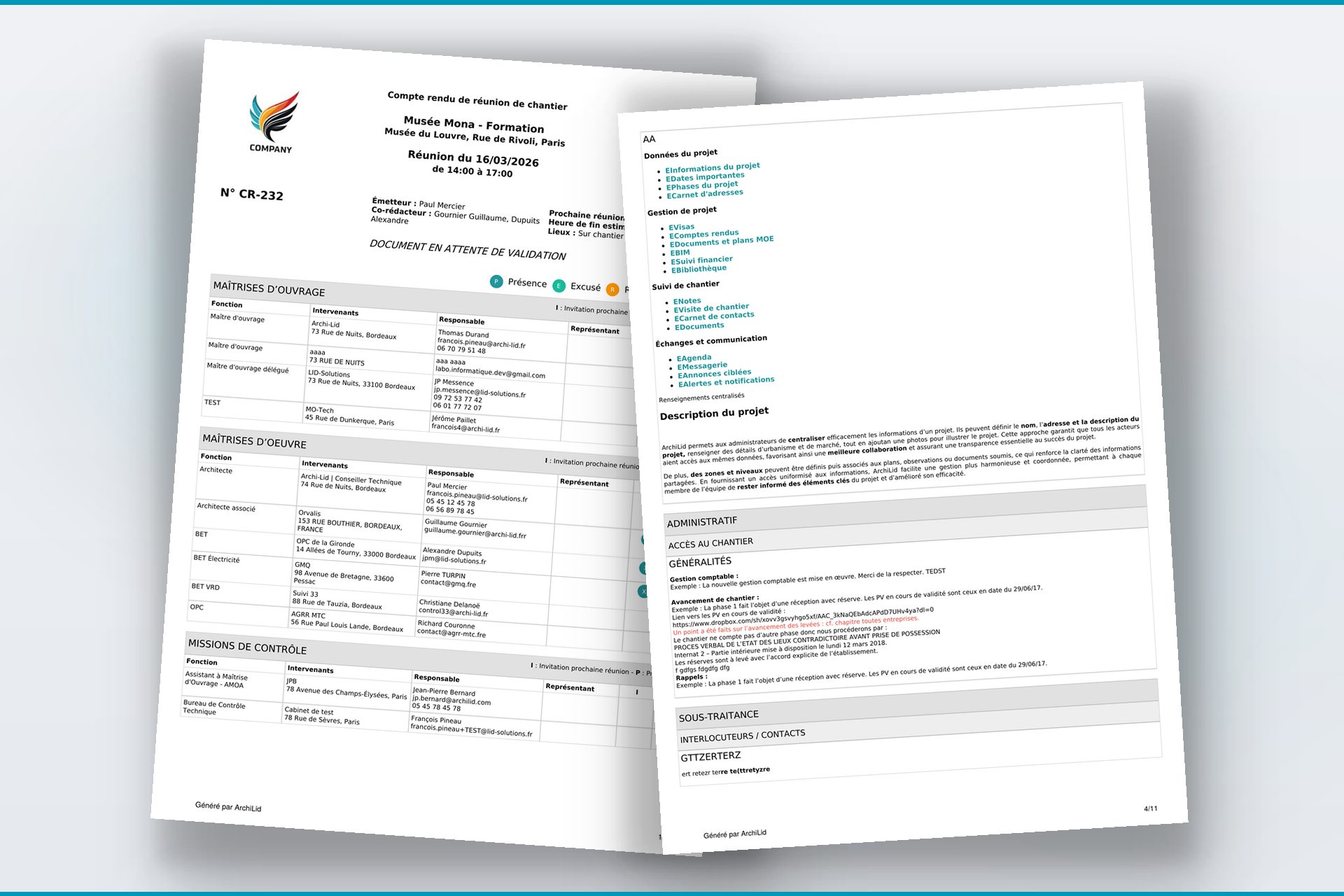 exemple de compte rendu chantier